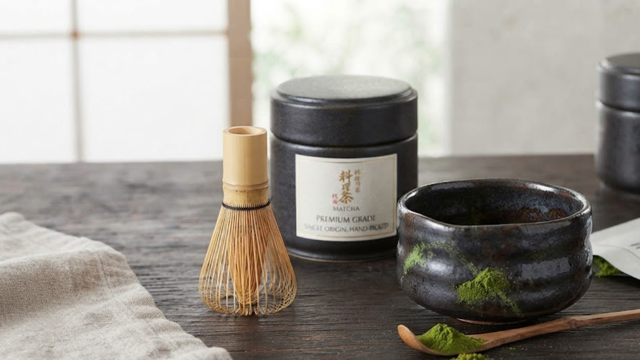 Matcha-Starter-Set: Pulver, Chasen & Schale